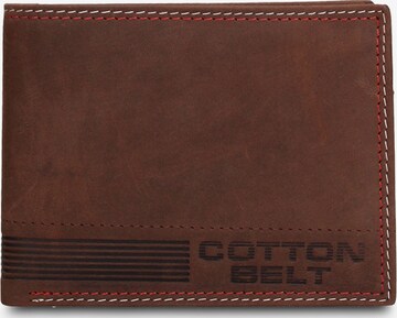 Portamonete 'Portafoglio Uomo Vera Pelle con Cuciture Rosse - Slim Design 12,5x9,5 cm' di cotton belt in marrone: frontale