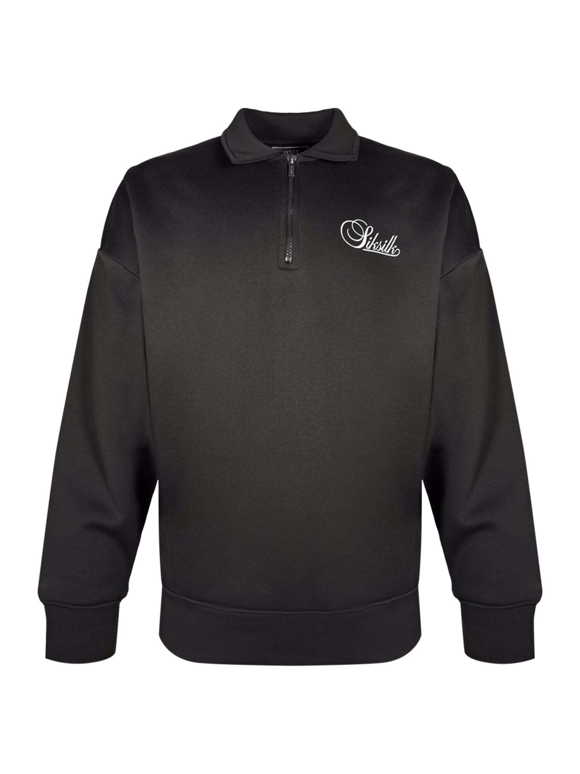 SikSilk Sweatshirt 'Essentials Polo Sweater'‌‌‌‌ in Schwarz