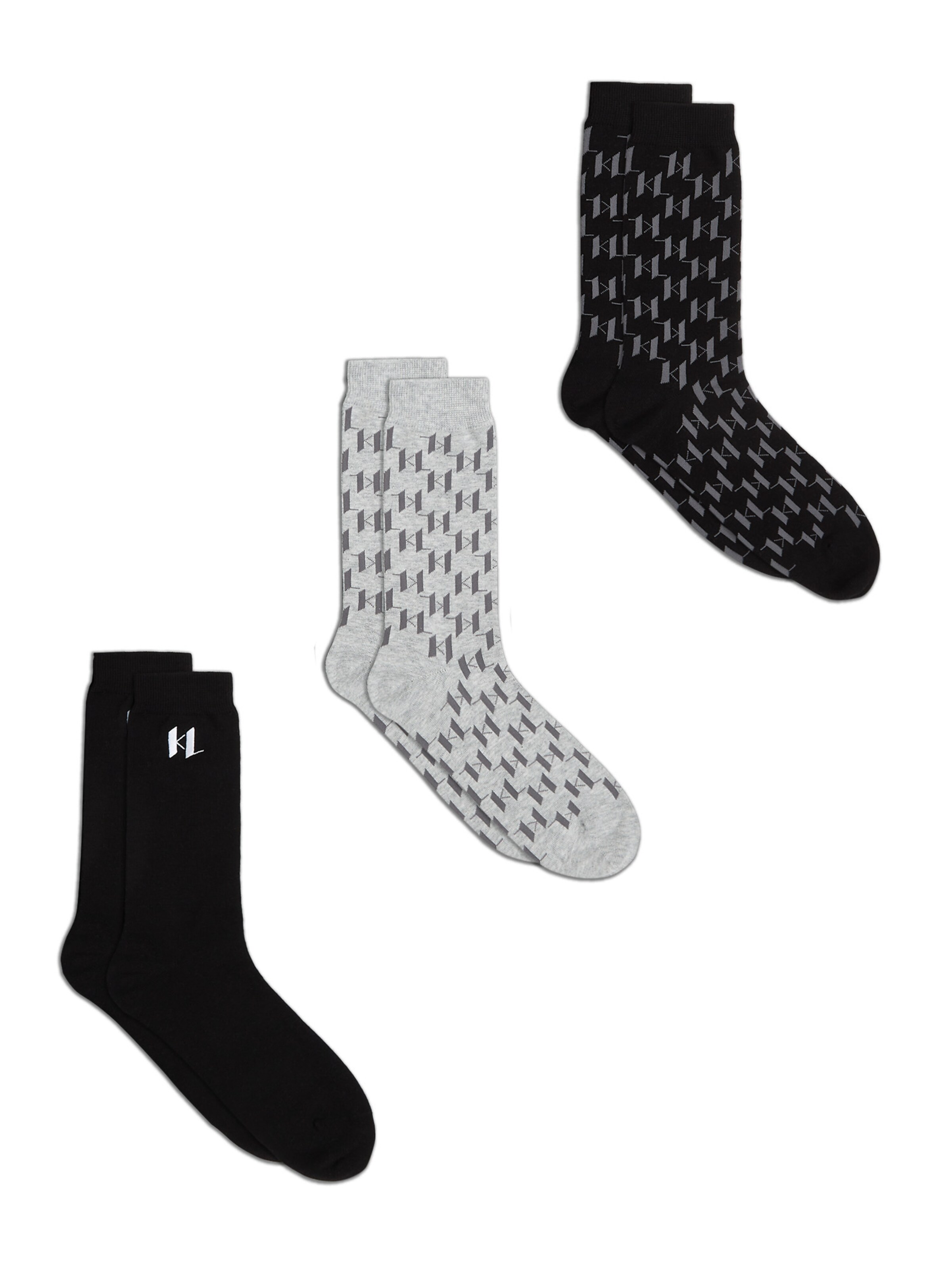 Karl Lagerfeld Chaussettes en gris / noir, Vue avec produit