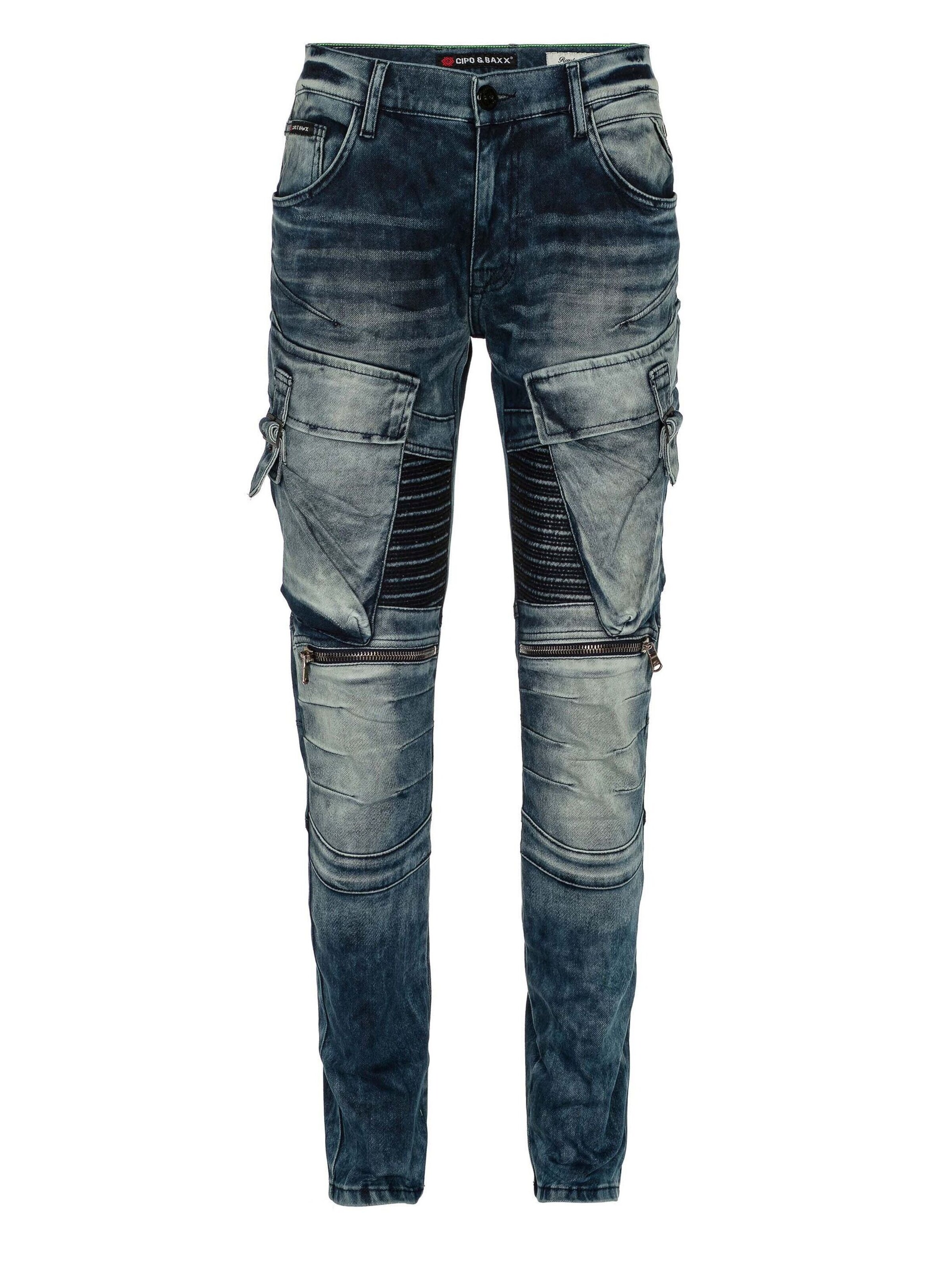 Regular Jeans cargo CIPO & BAXX en bleu : devant