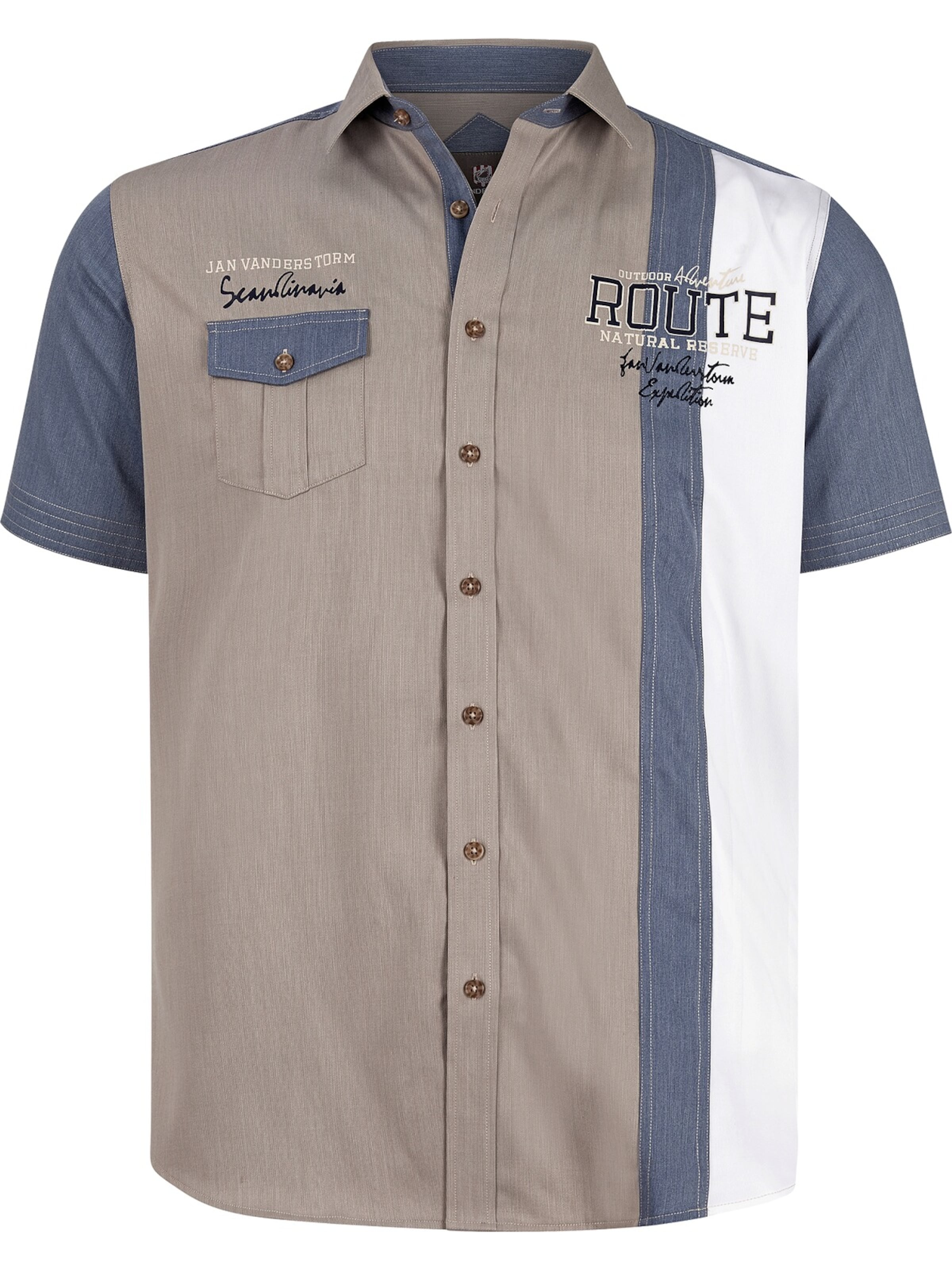 Jan Vanderstorm Kurzarmhemd 'Bodvar' in Braun: Vorderseite