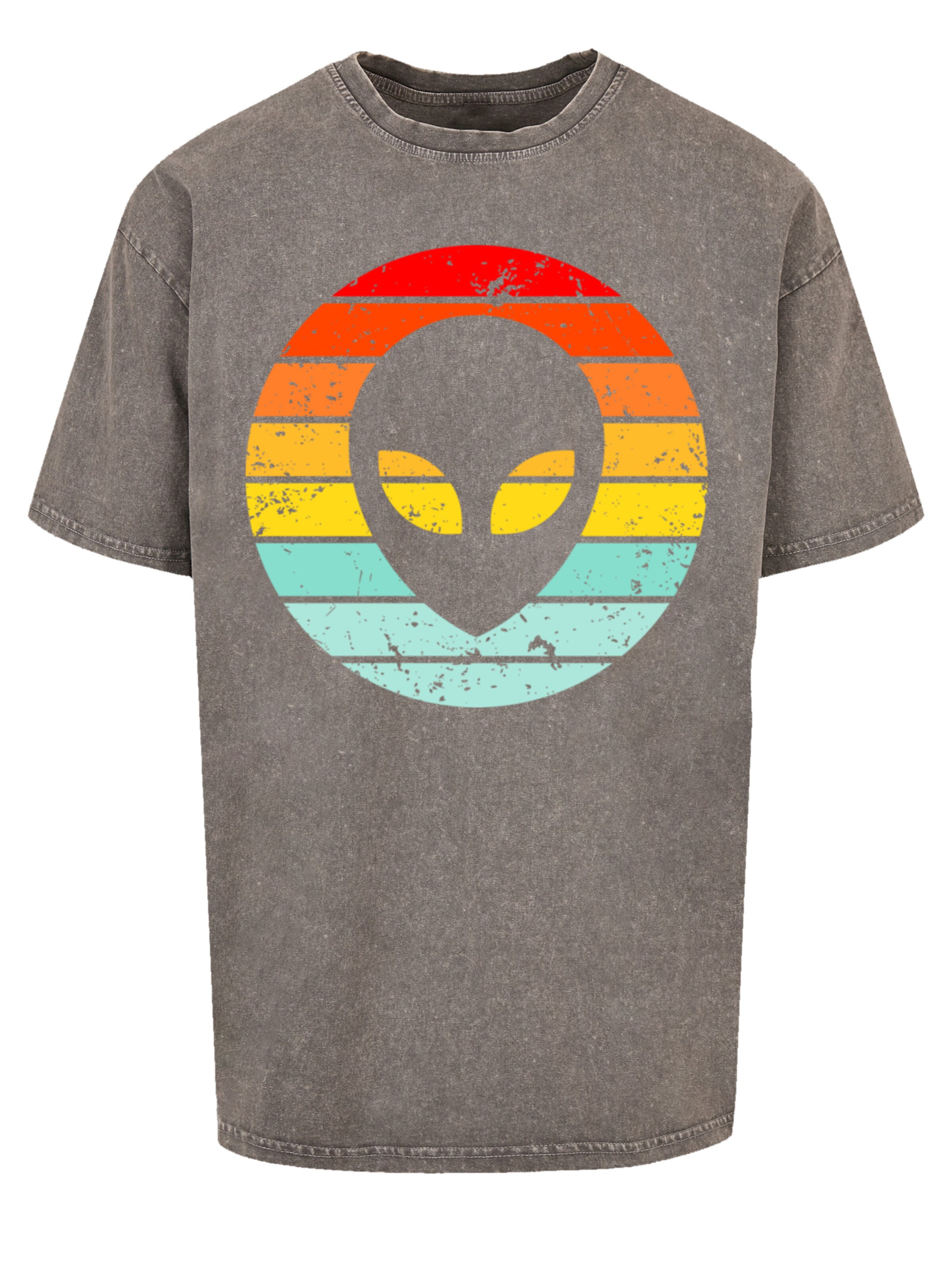 T-Shirt 'Alien Retro Sonnenuntergang' F4NT4STIC en gris : devant