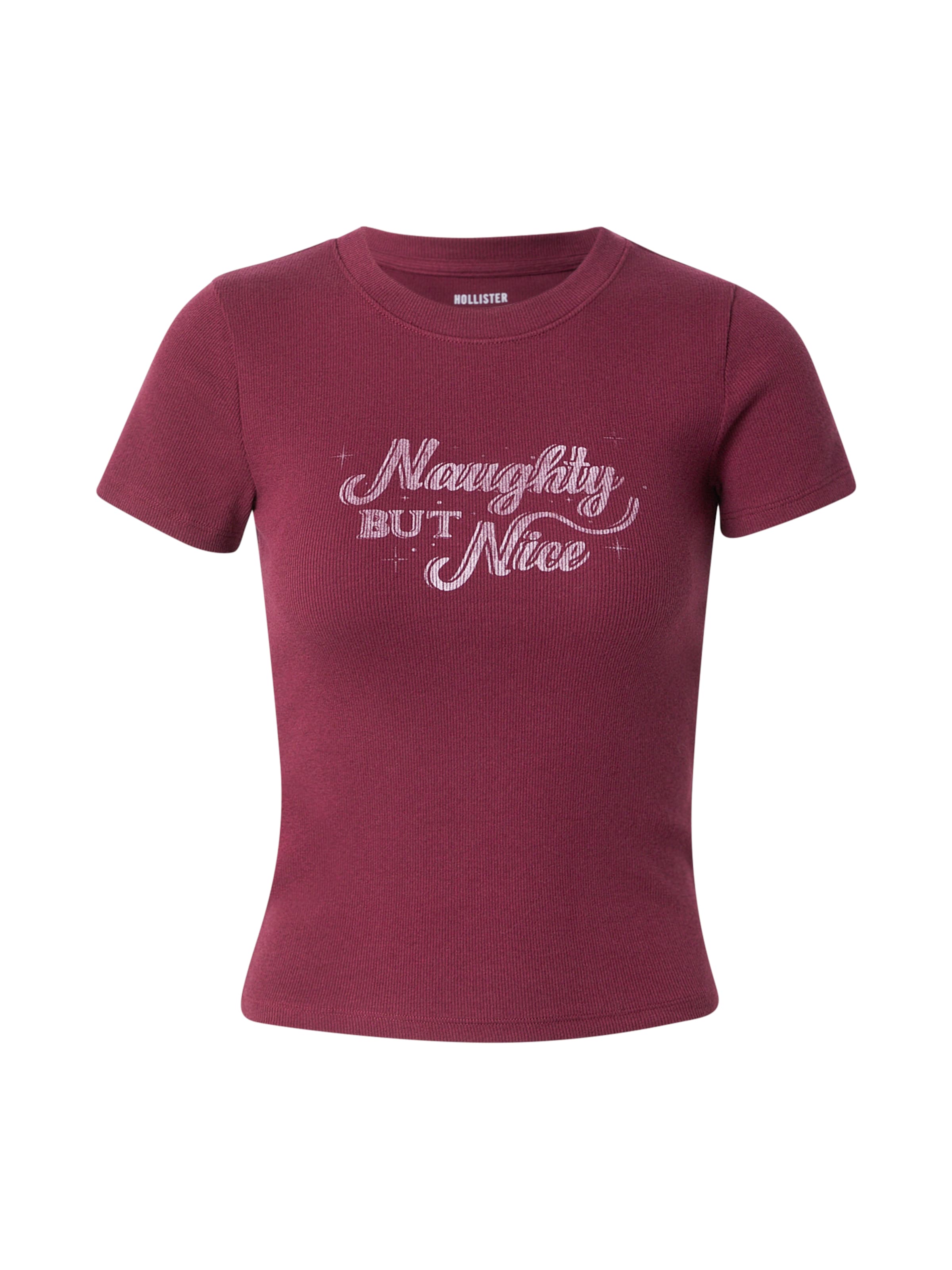 HOLLISTER Тениска в винено червено / бяло, Преглед на продукта