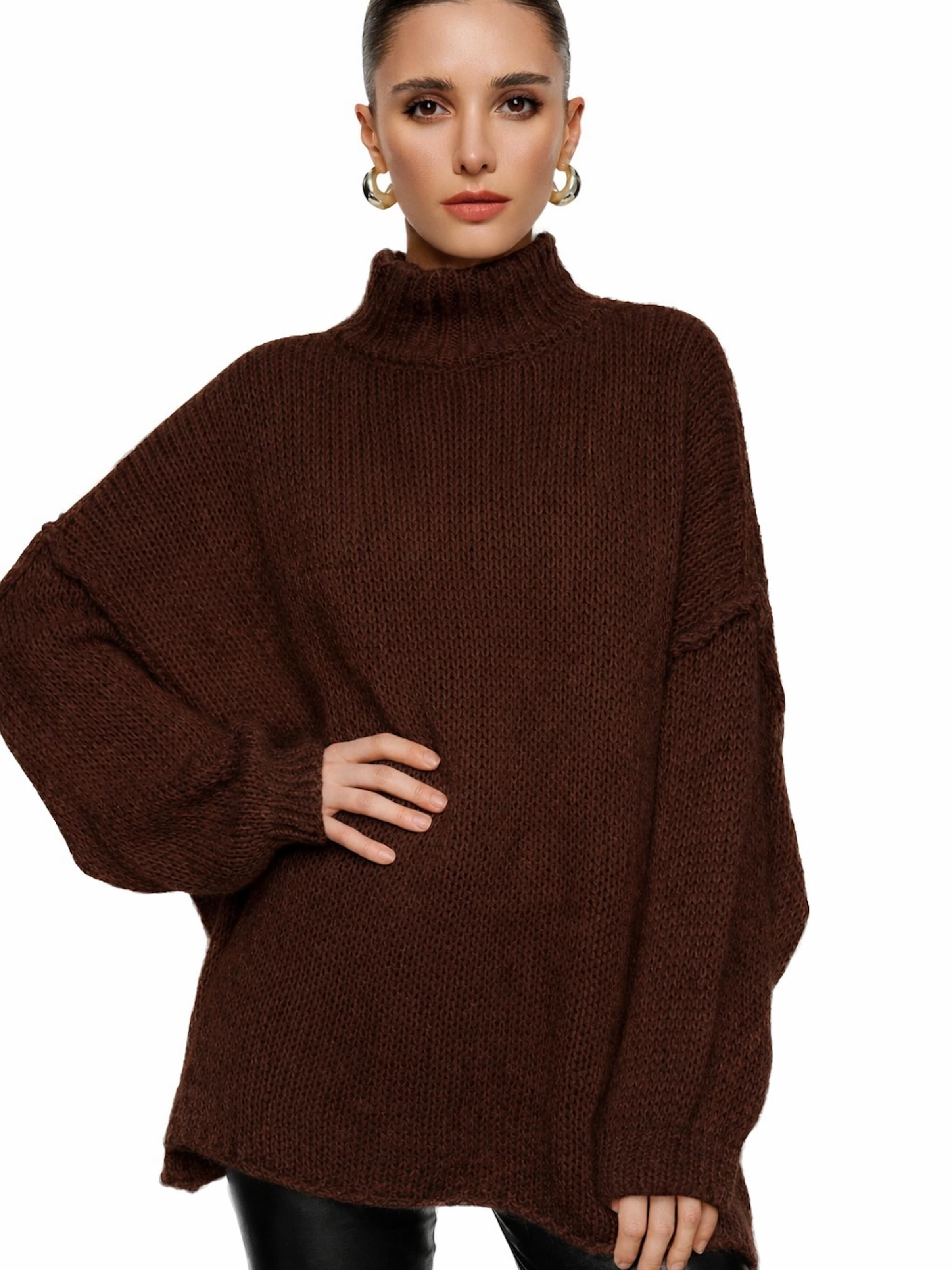 Worldclassca Oversized Sweater 'Strickpullover Oversized mit Stehkragen' in Brown, Item view