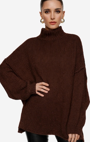 Worldclassca Oversized Sweater 'Strickpullover Oversized mit Stehkragen' in Brown: front