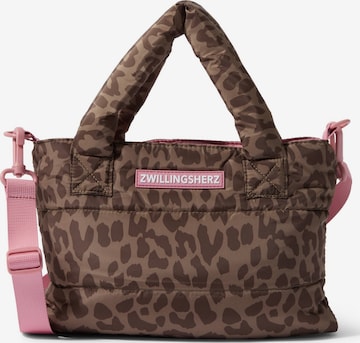 Zwillingsherz Handbag 'Leo Allover' in Beige: front
