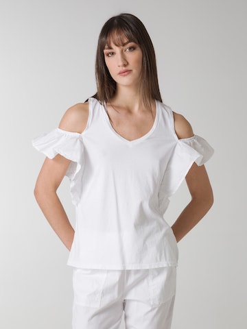 T-shirt DEHA en blanc : devant