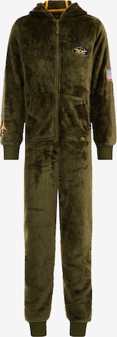 WE Fashion Pajamas 'Piloten-Onesie' in Green: front