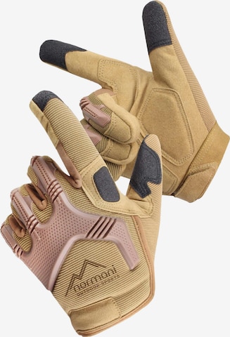 normani Full Finger Gloves 'ARMY' in Beige: front