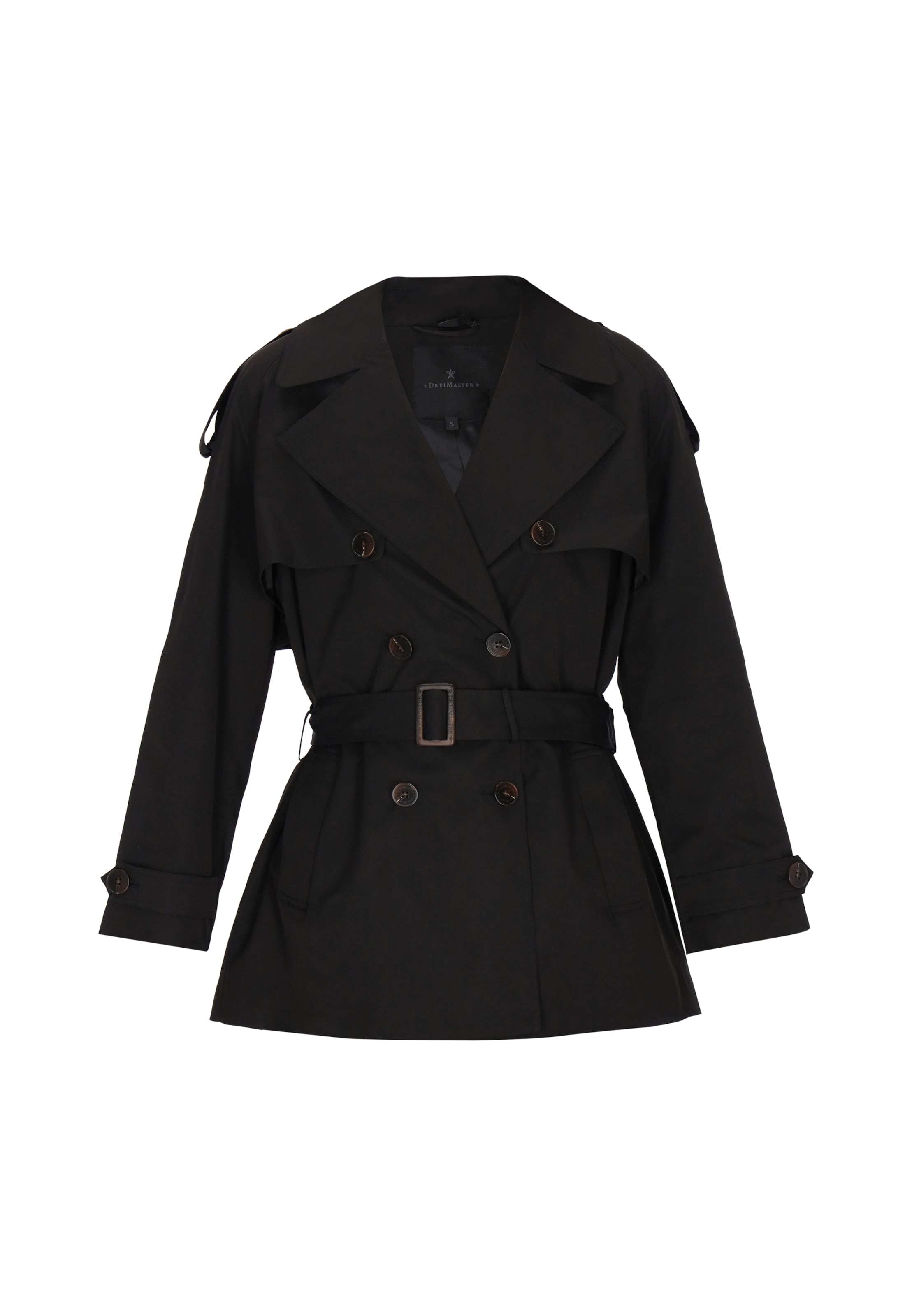 DreiMaster Klassik Between-Seasons Coat 'Classic' in Black: front