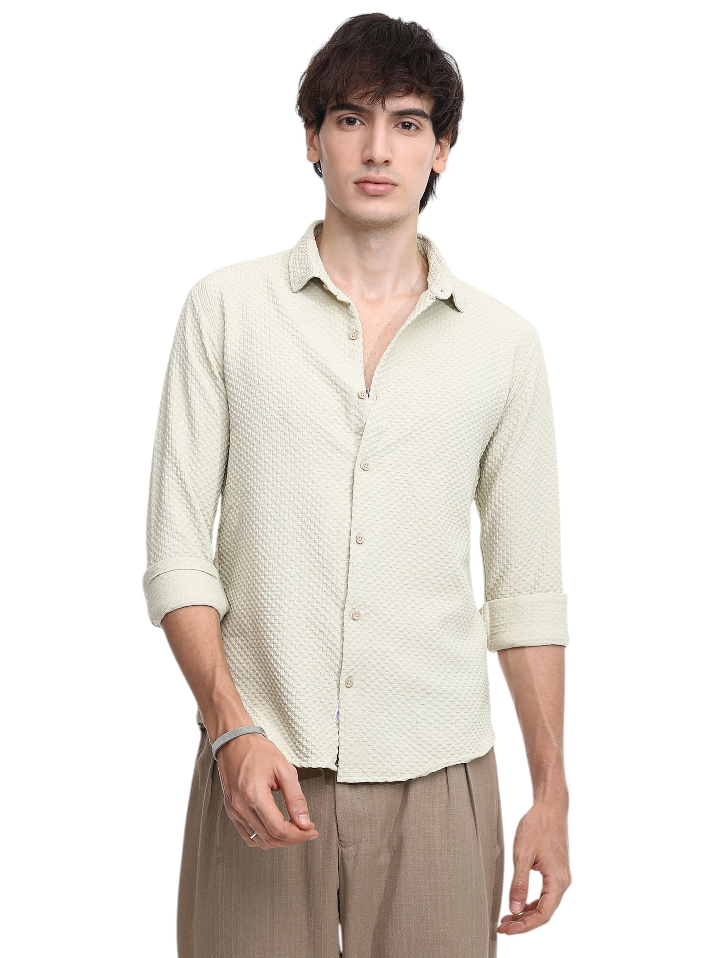 Comfort Fit Cămașă 'Tayler' de la Campus Sutra pe verde: față