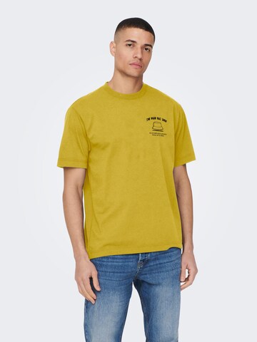 Only & Sons T-shirt 'FARRIS LIFE' i gul: framsida