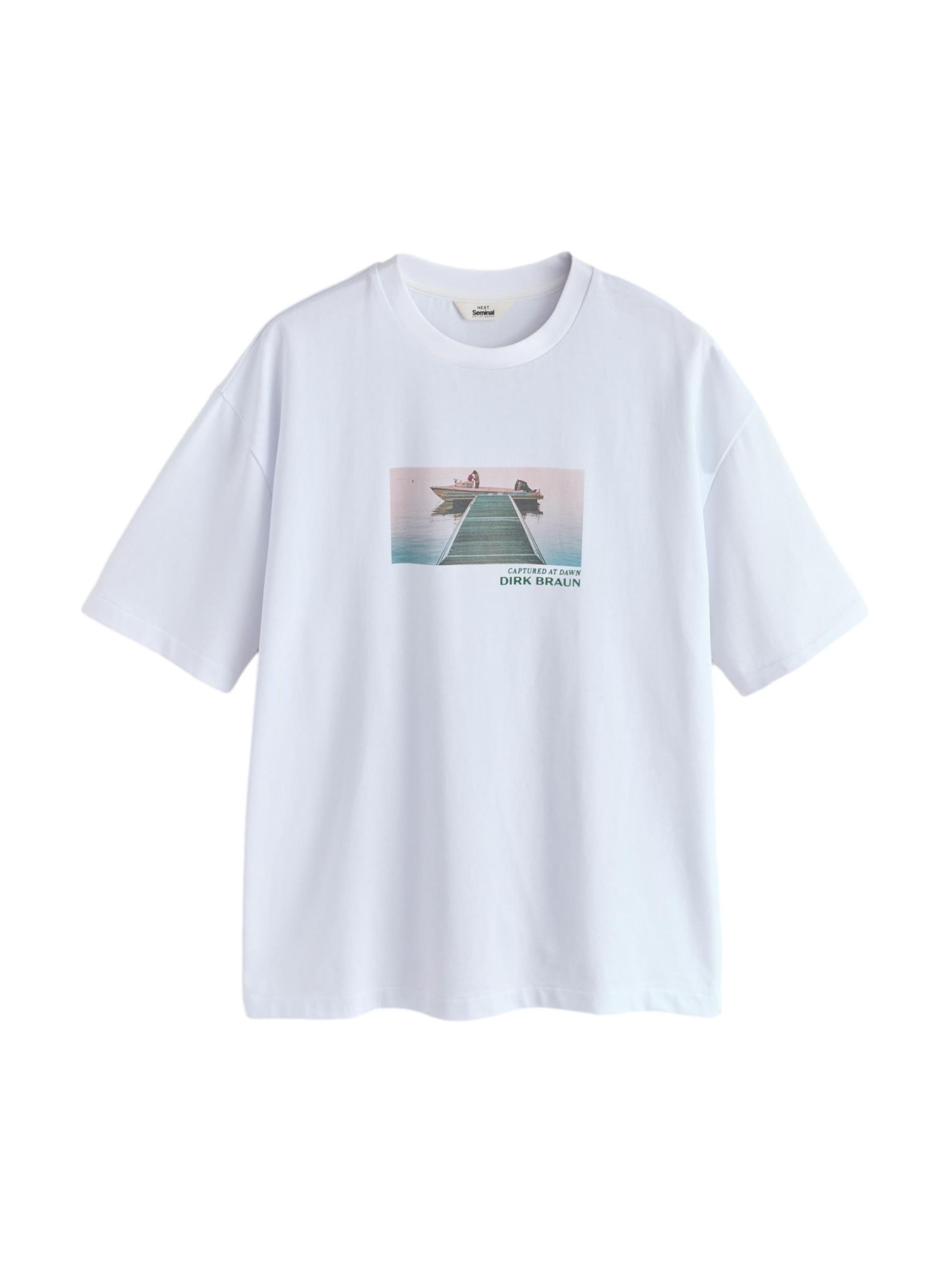 Next T-Shirt 'Dirk Braun Seminal' en marron / vert / blanc, Vue avec produit