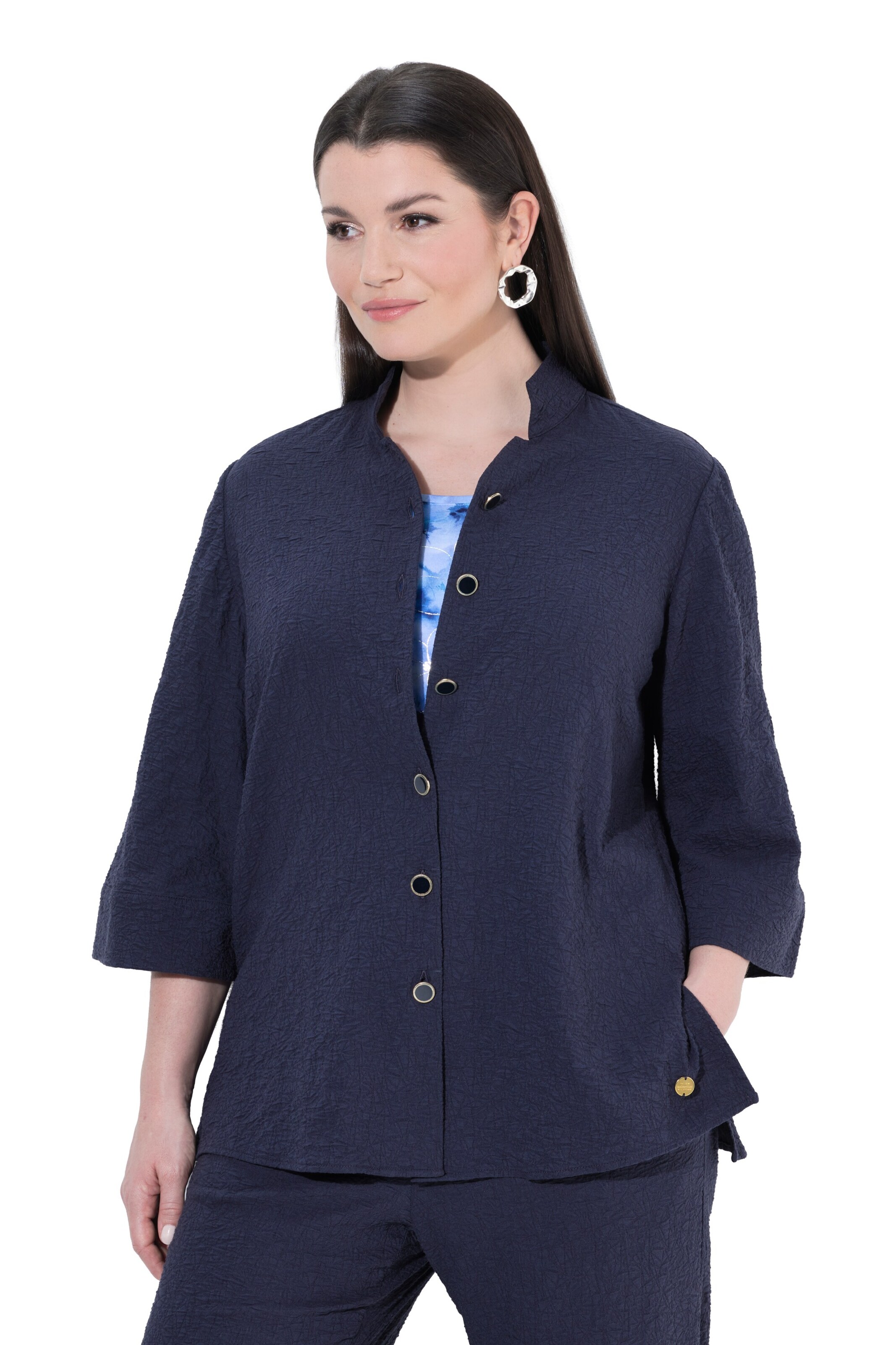 Ulla Popken Between-Season Jacket in Blue: front