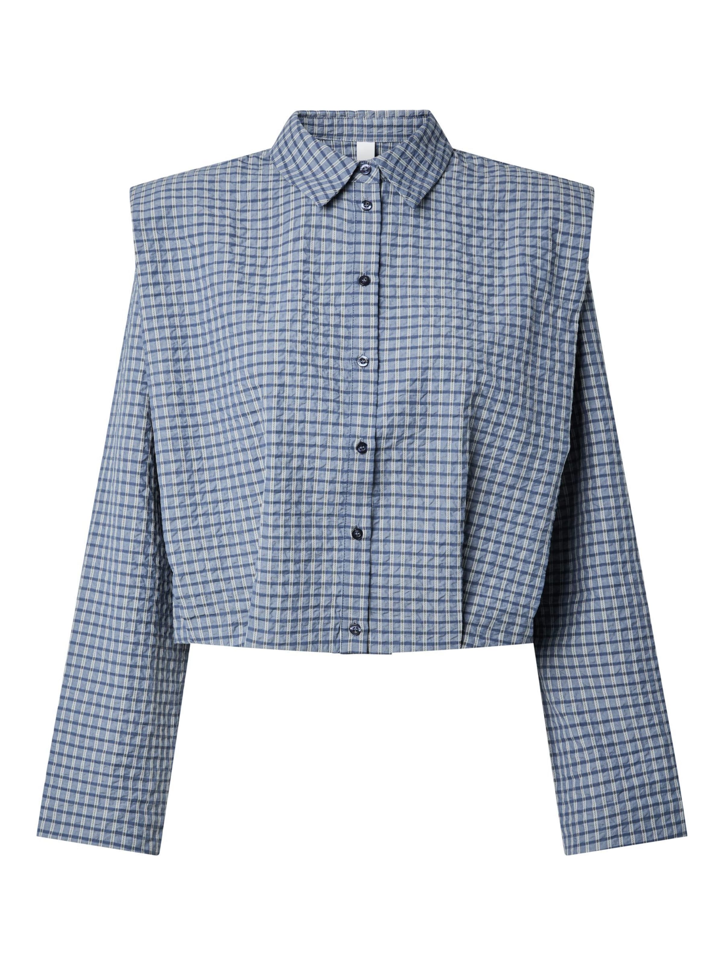YAS Blouse 'YASGilla' in M in de kleur Opaal / Duifblauw / Wit, Productweergave