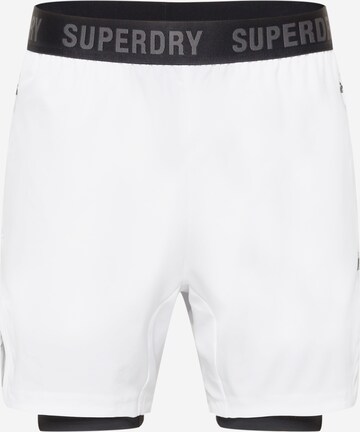 SuperdrySlimfit Sportske hlače - bijela boja: prednji dio