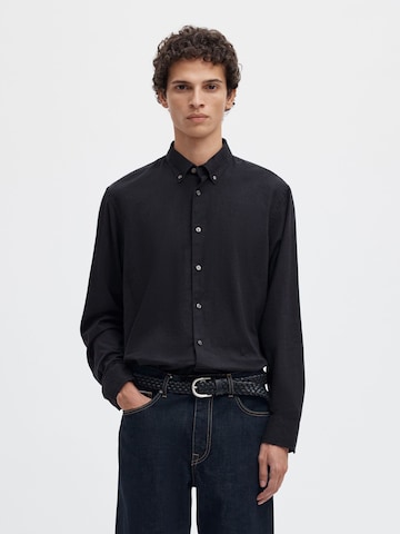 SELECTED - Ajuste regular Camisa en negro: frente
