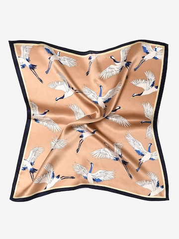 MayTree Scarf 'Seidentuch Kranich' in Beige: front