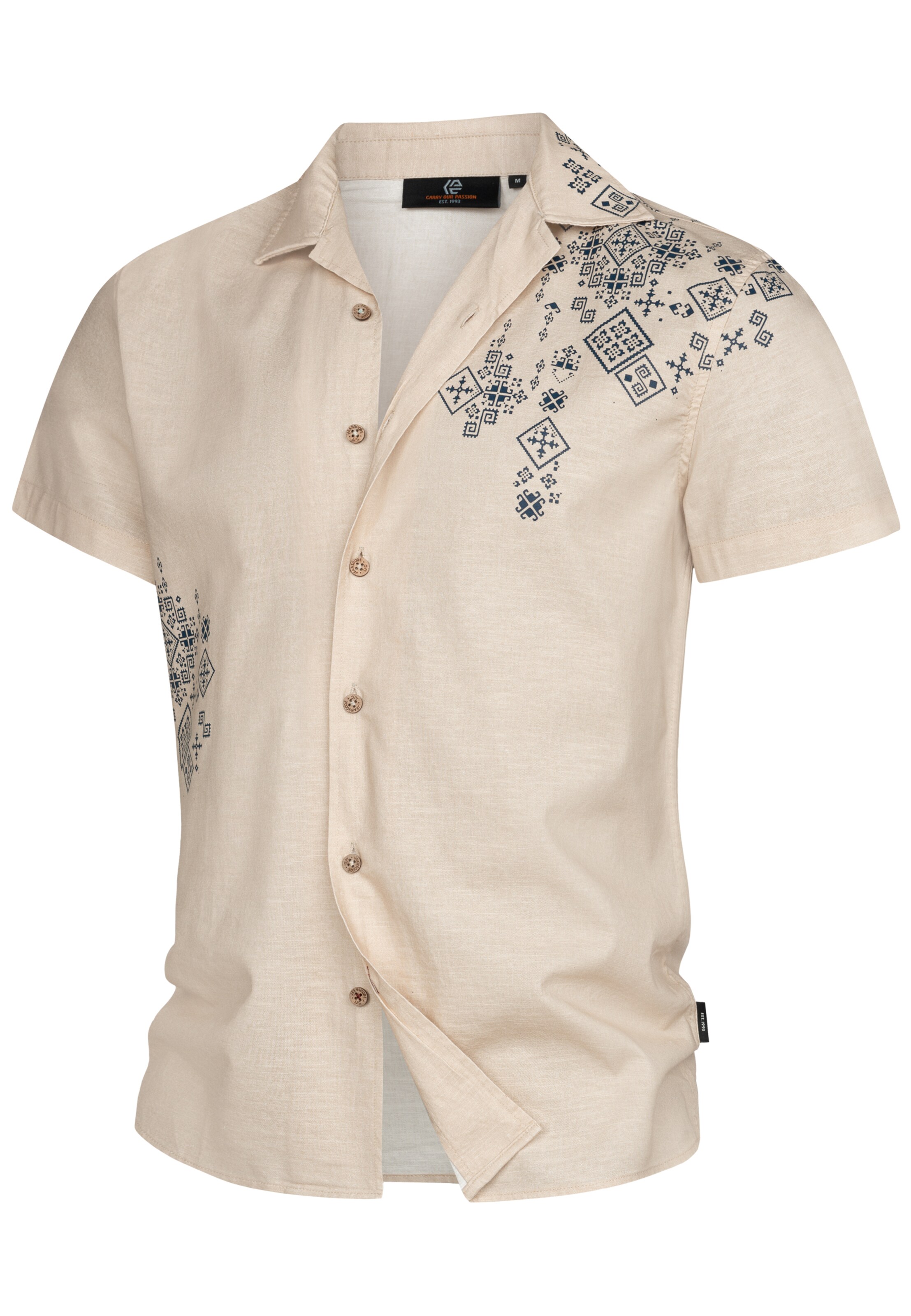 INDICODE JEANS Regular fit Button Up Shirt 'Cotta' in Beige: front