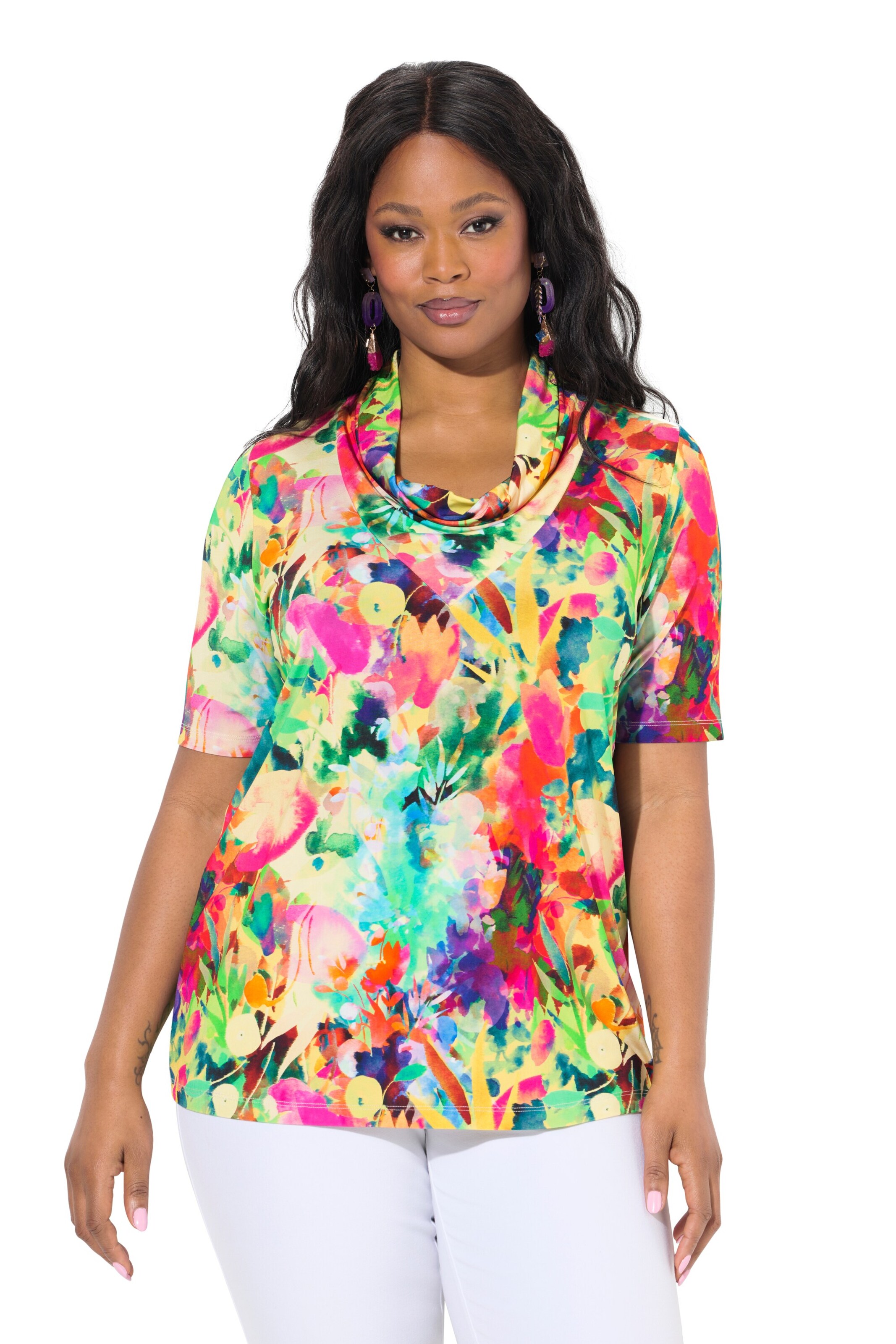 T-shirt Ulla Popken en mélange de couleurs : devant