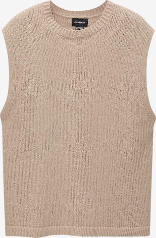 Pull&Bear Sweater Vest in Beige: front