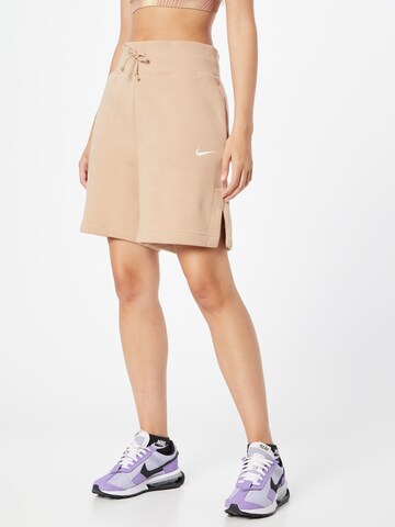 Nike Sportswear Loosefit Housut 'Phoenix fleece' värissä beige: edessä