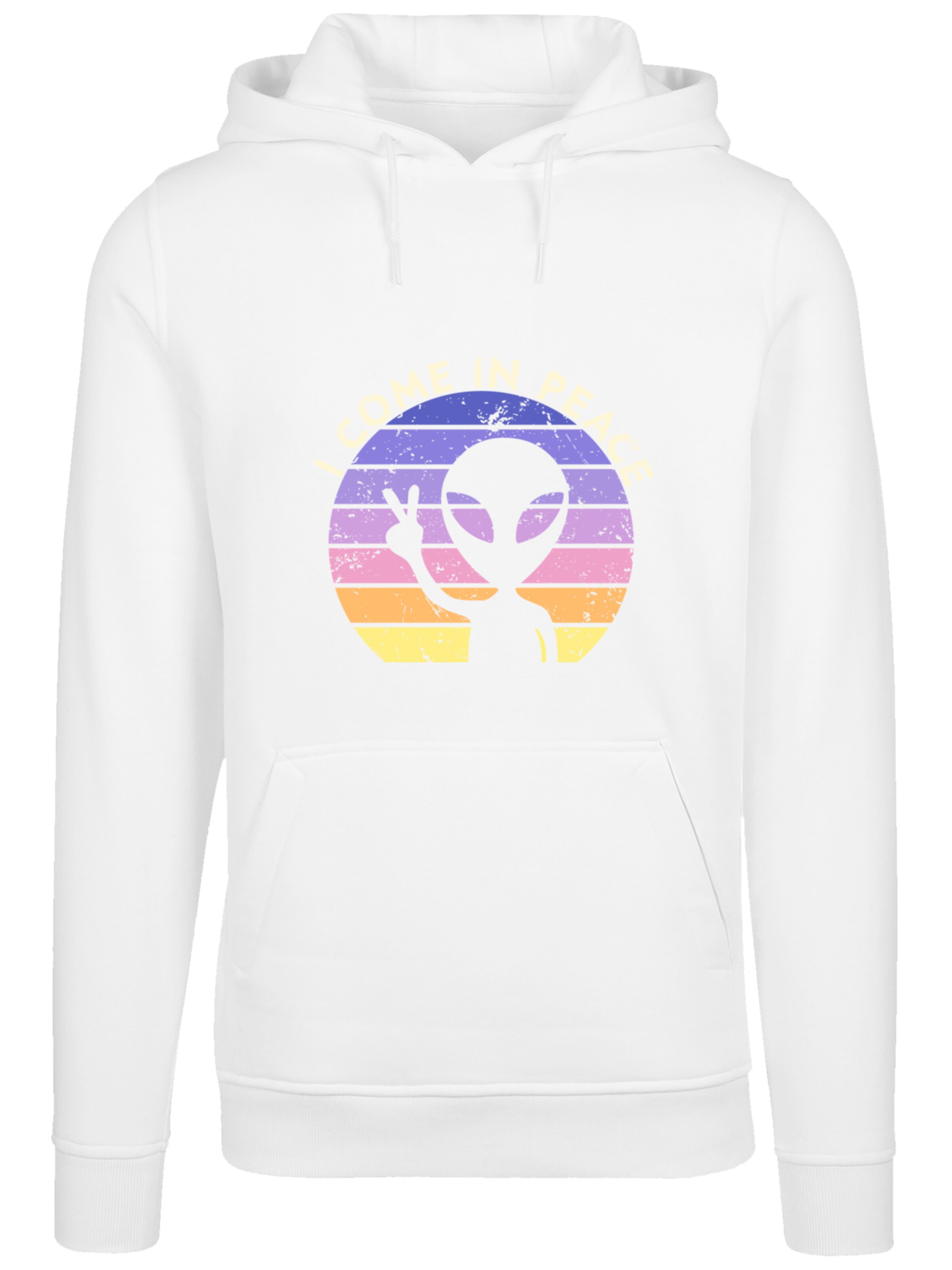 Sweat-shirt 'Alien Peace Sunset' F4NT4STIC en blanc : devant