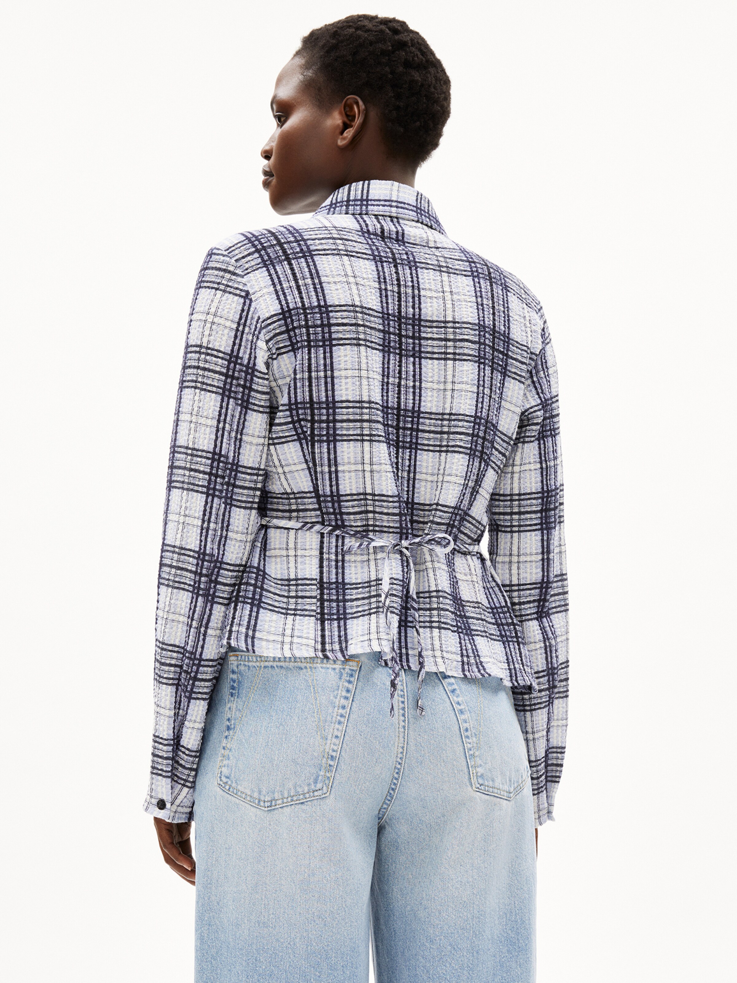 ARMEDANGELS Bluse ' FJAANIA CHECK ' in Blau: Vorderseite