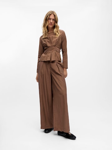 OBJECT Wide leg Pleat-front trousers 'YUI' in Brown