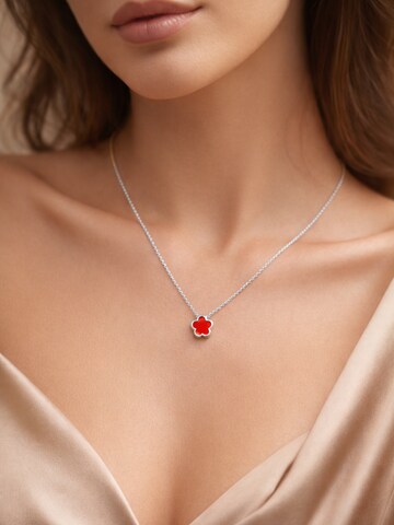 Pure Schmuck Necklace 'Clover Red' in Silver