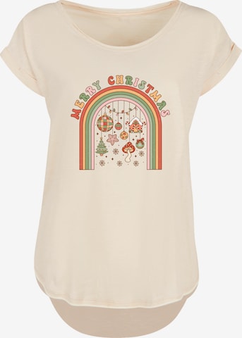 T-shirt 'Merry Christmas Cozy Vibes' F4NT4STIC en beige : devant