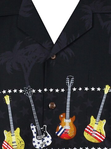 Pacific Legend Regular fit Button Up Shirt 'E-Gitarre Brustdruck' in Black