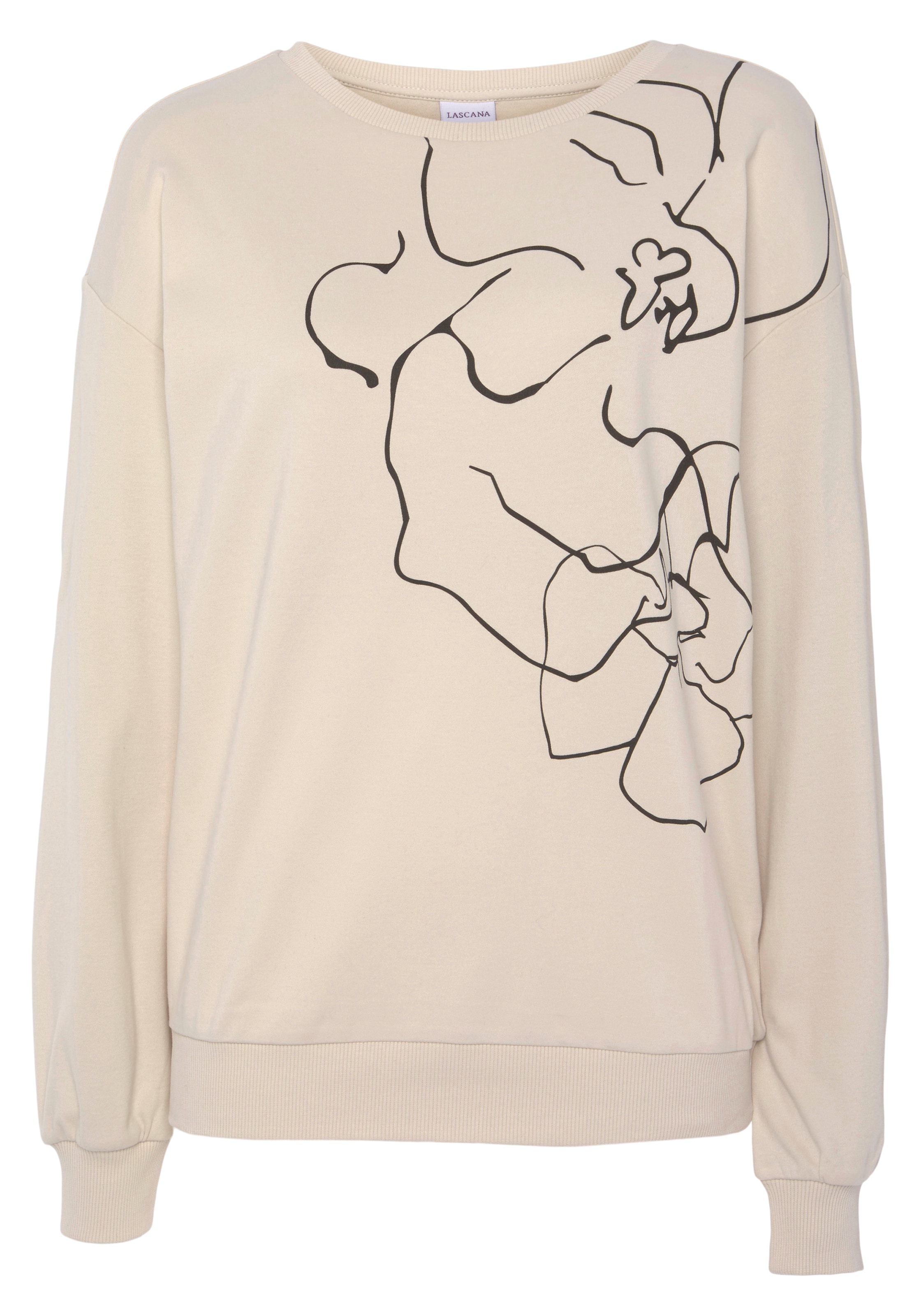 LASCANA Sweatshirt in Beige: front