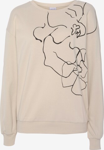 Sweat-shirt LASCANA en beige : devant