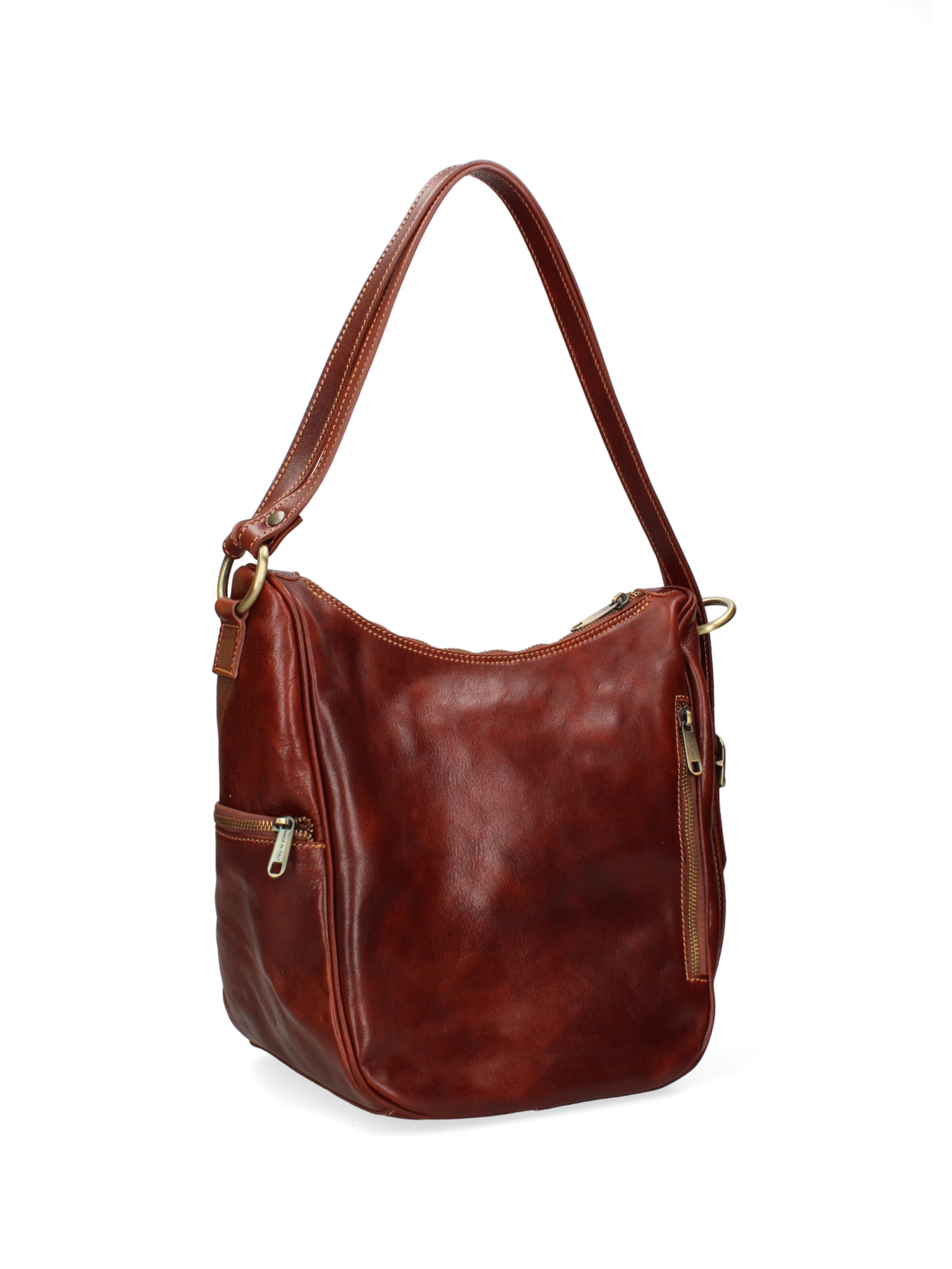 Borsa a spalla 'Borsa a Spalla Donna Vera Pelle Vacchetta - Chiusura Zip' di I Fratelli in marrone
