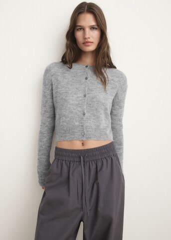 MANGO Knit Cardigan 'May' in Grey: front