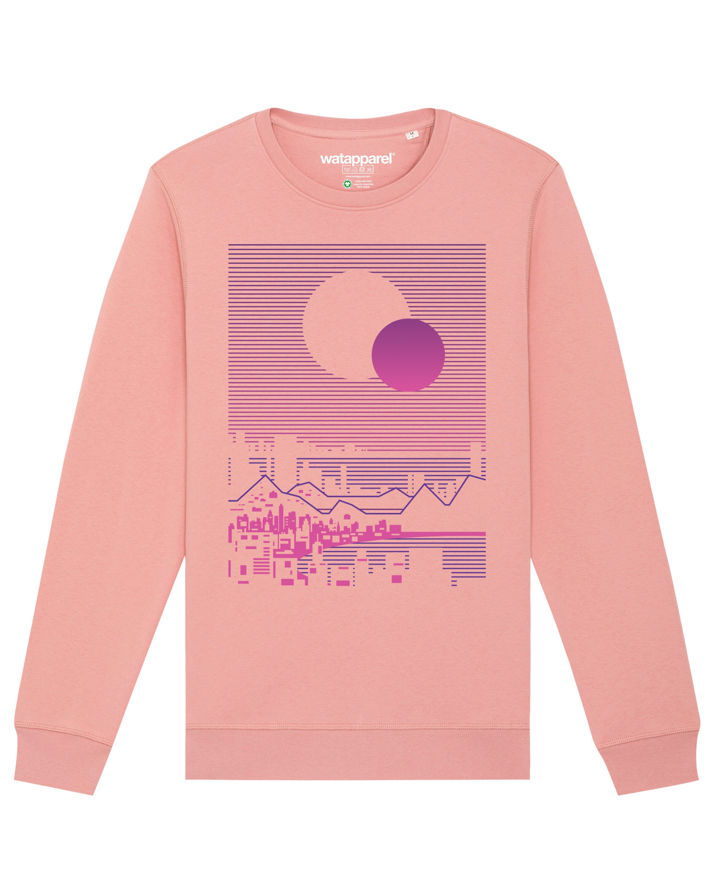 Watapparel Sweatshirt ' Sun and Moon Skyline ' in Roze: voorkant