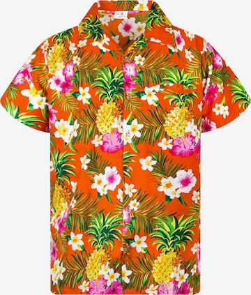 King Kameha Hemd 'Pineapple Flowers' in Orange: Vorderseite