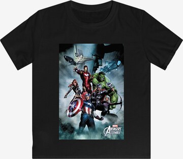 F4NT4STIC Shirt 'Marvel Avengers Assemble Team Montage' in Zwart: voorkant