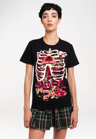 LOGOSHIRT T-Shirt 'Rick & Morty - Anatomy Park' in Schwarz: predná strana