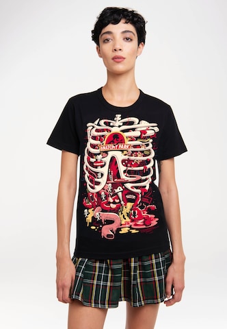 LOGOSHIRT Shirt 'Rick & Morty - Anatomy Park' in Black: front