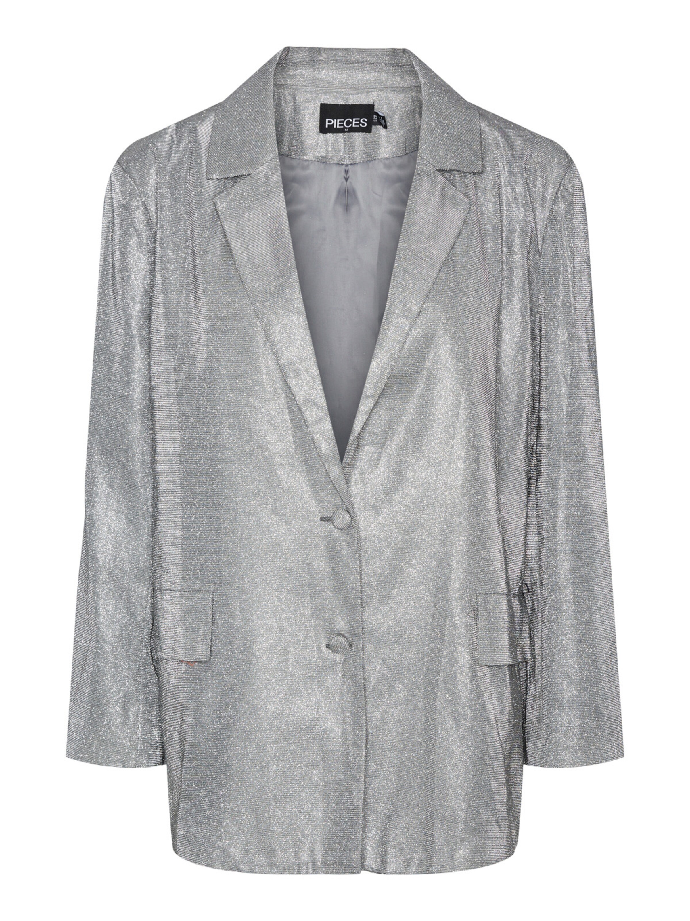 PIECES Blejzr 'GLITTY' – šedá: přední strana