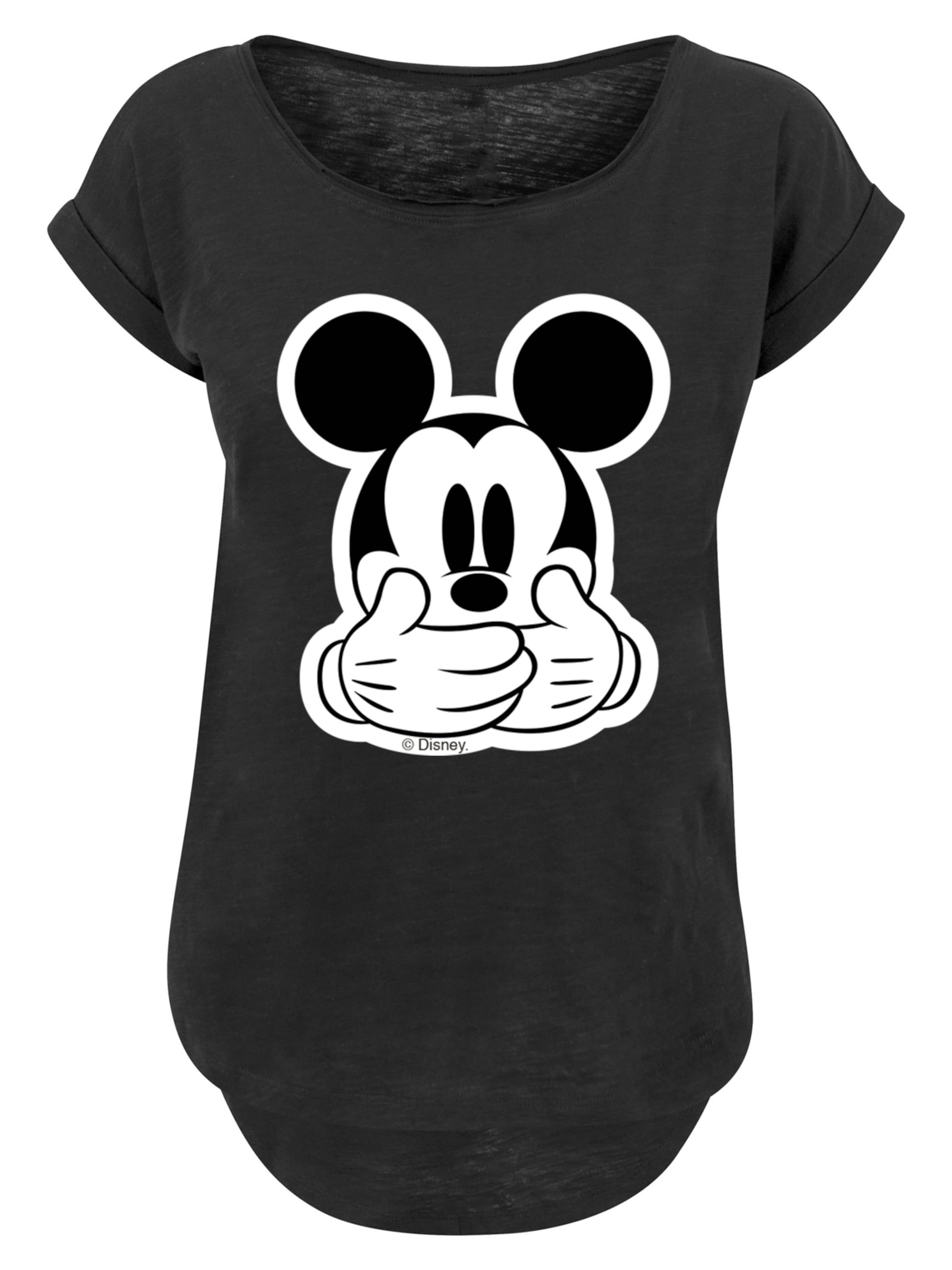 F4NT4STIC T-Shirt 'Disney Mickey Mouse Don’t Speak Breast Print' in schwarz / weiß, Produktansicht