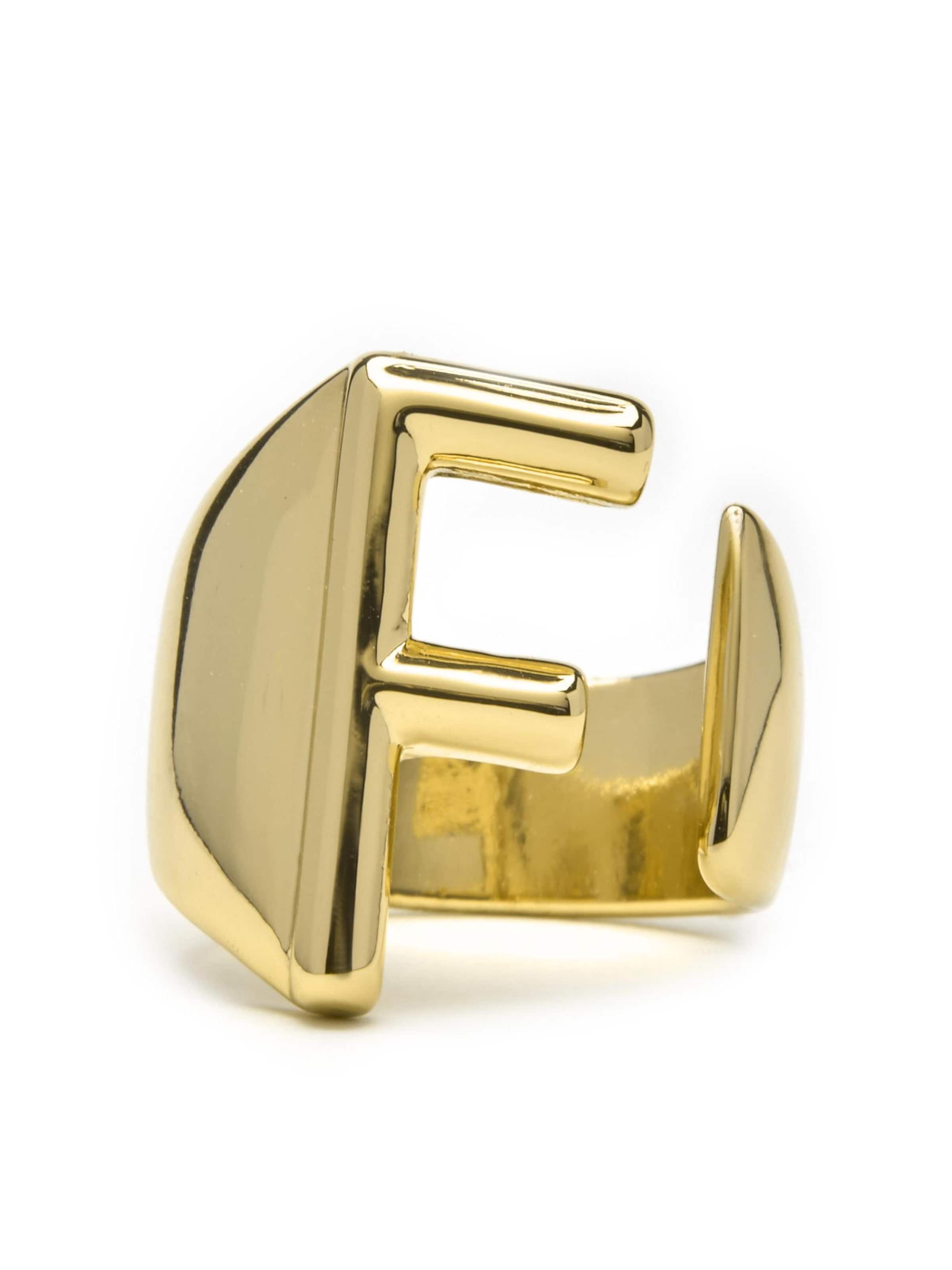 Luxenter Ring 'Alphabet F' in 50-60 in de kleur Goud, Productweergave