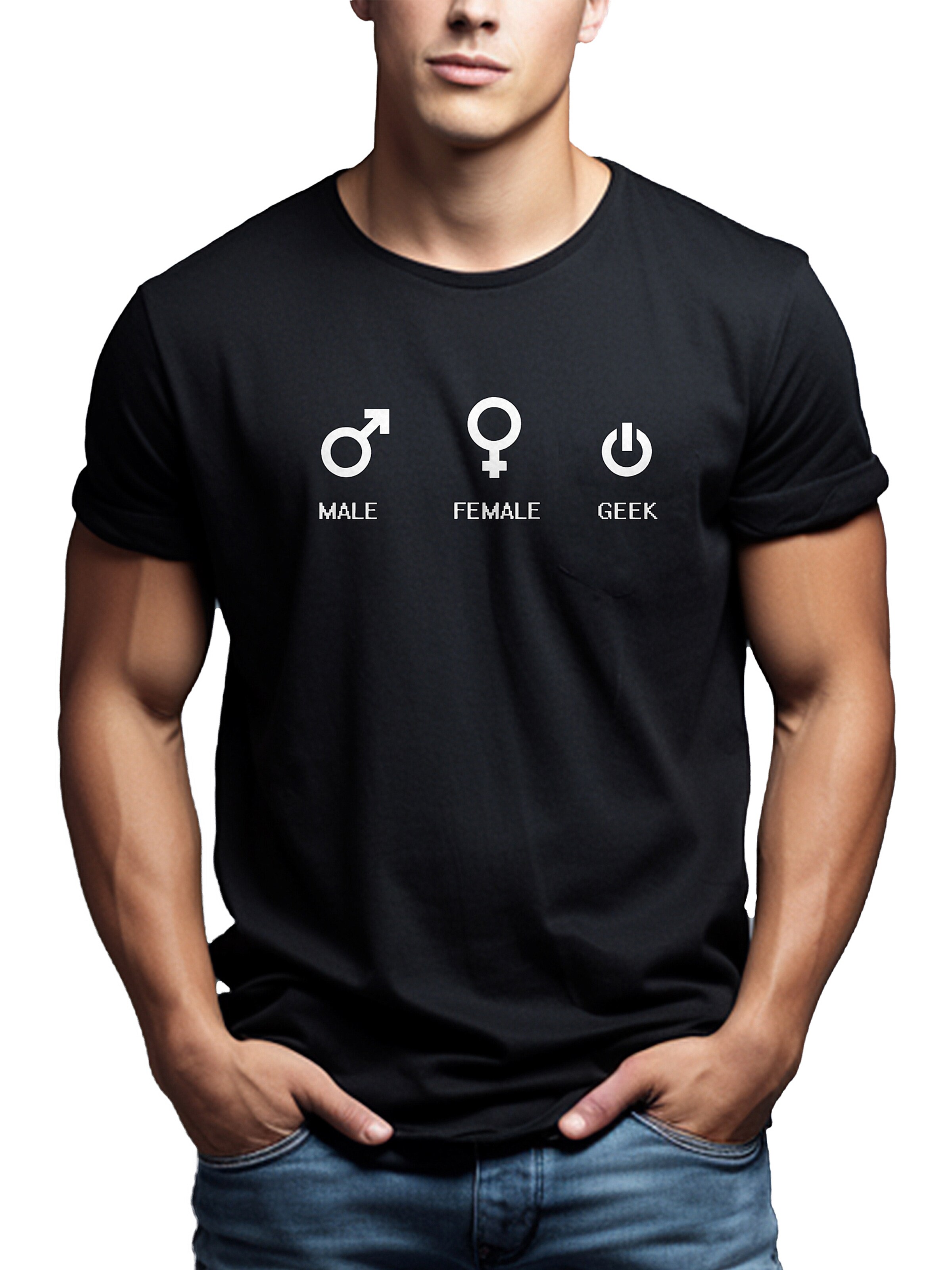 MAKAYA Shirt 'Male Female Geek' in Black