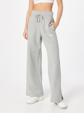 NIKE Wide leg Trousers 'Phoenix Fleece' in Grey: front