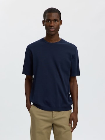 T-Shirt SELECTED en bleu : devant