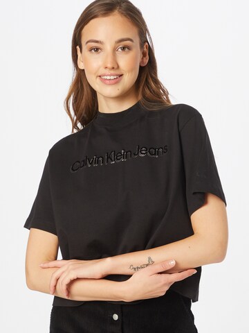 Tricou de la Calvin Klein Jeans pe negru: față