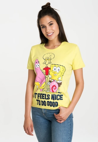 LOGOSHIRT T-Shirt 'Spongebob - It Feels Nice' in Gelb: predná strana