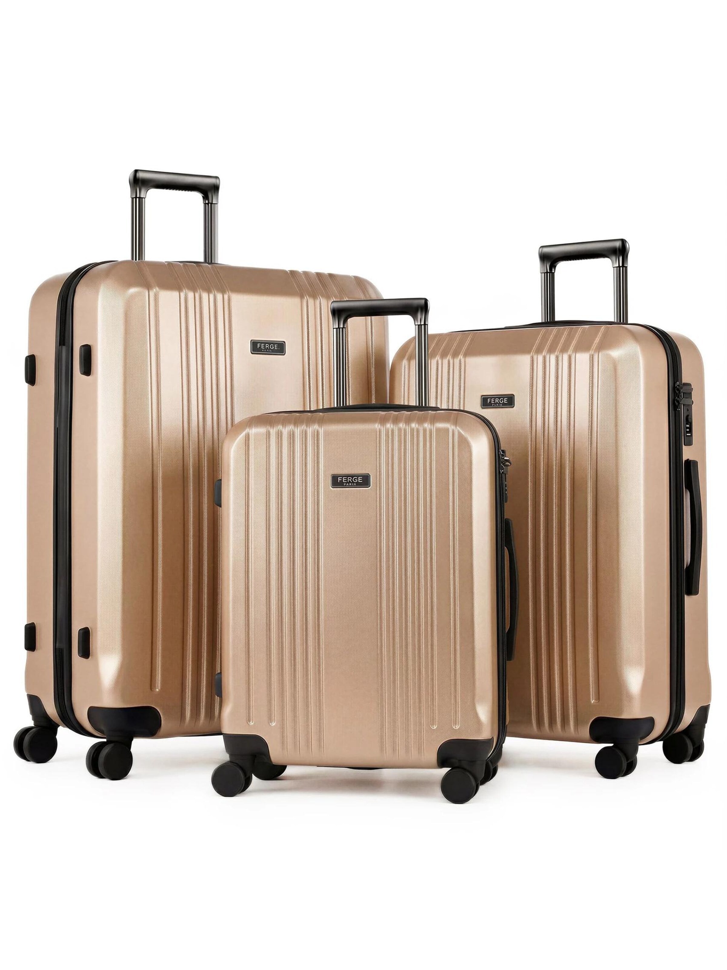 FERGÉ Suitcase Set '3-teilig Hartschale CANNES Trolley Set' in Beige: front